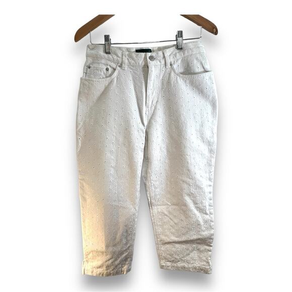 LAUREN JEANS CO. Denim - LAUREN JEANS CO. RALPH LAUREN white eyelot cotton crop jeans SZ 6